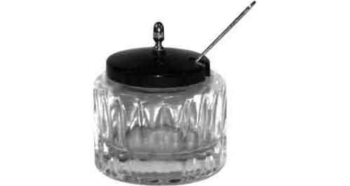 171051 MUSTARD POT GLASS WITH PLASTIC COVER