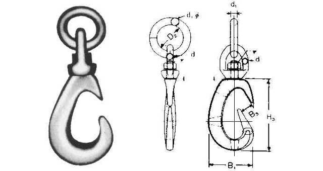 231202 CARGO HOOK WITH SWIVEL, EYE & RING SWL 2TON