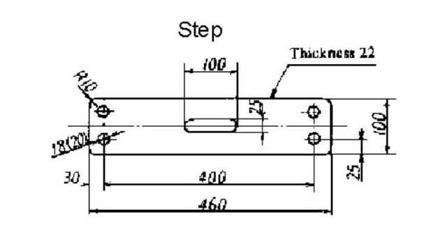 232041 ROPE LADDER STEP HARDWOOD FLAT, 460X100X22MM
