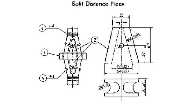 232042 SPLIT DISTANCE PIECE, FOR 14MM SYNTHETIC FIBRE ROPE
