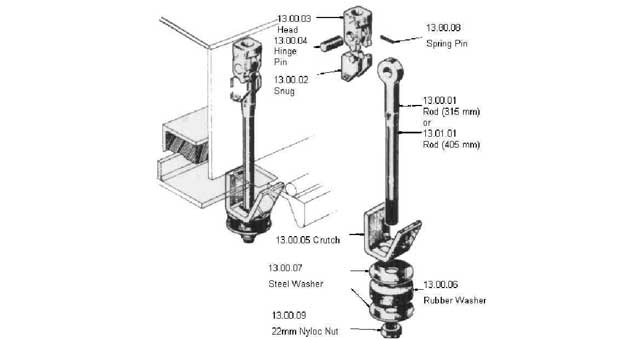 233250 MACGREGOR HATCH QUICK ACTING, CLEAT ASSEMBLY 315MM #13.00