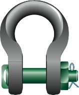 234598 SHACKLE SLING BOW W/SAFETYBOLT, GREEN PIN P-6033 285MM 1500TON