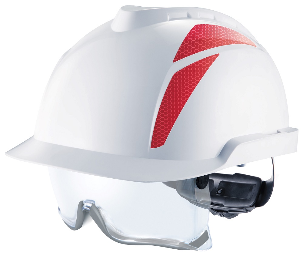 310316 HELMET SAFETY W/SPECTACLE, VENTED MSA V-GARD 930 BLUE