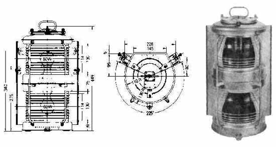 370444 STERN LIGHT CLEAR A-2, DOUBLE GLASS LENS/METAL CASE