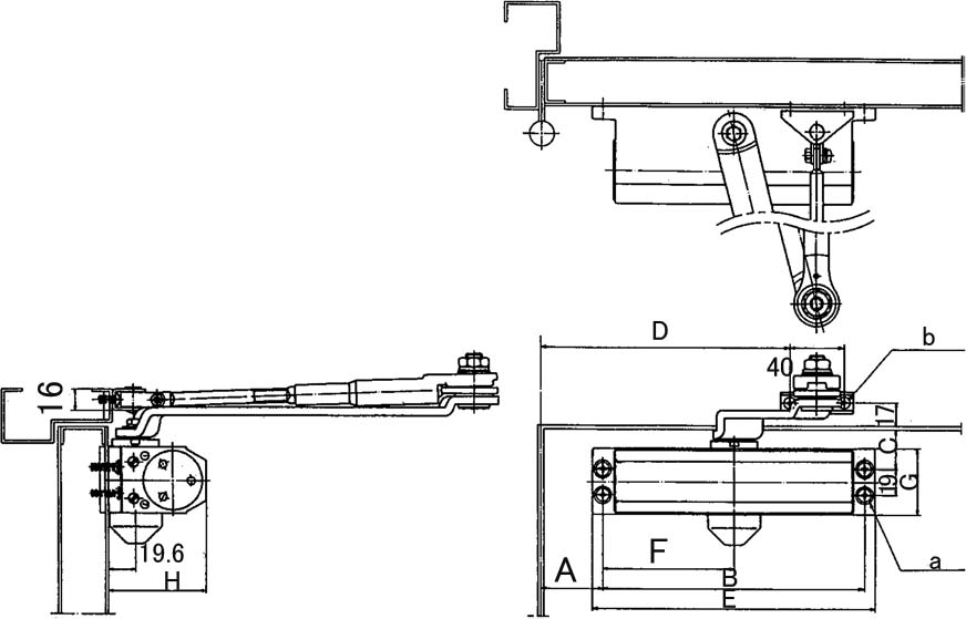 490613 DOOR CLOSER STANDARD TYPE, W/STOP MAX. DOOR WEIGHT 65KGS