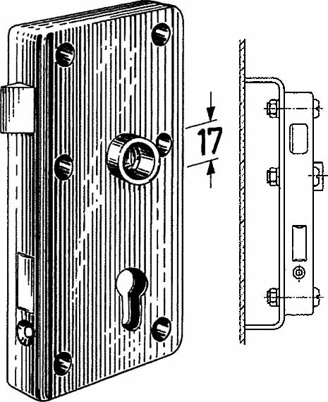 492162 RIM LOCK F/HEAVY DOOR S.STEEL, LEFT HAND OUTWARD #3827Z