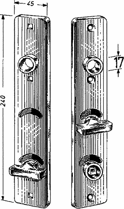 492179 DOOR PLATE SHORT SAINLESS, WITH THUMBTURN #6645 WCO/2/75