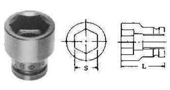 590209 SOCKET FOR IMPACT WRENCH, 9.5MM/SQ DR. X 17MM