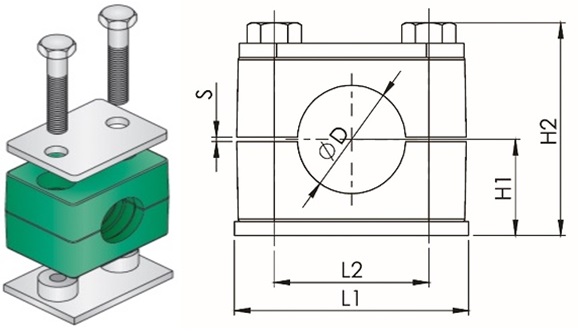 613898 CLAMP TUBE POLYPROPYLENE, W/WELD PLATE STANDARD 12.7MM