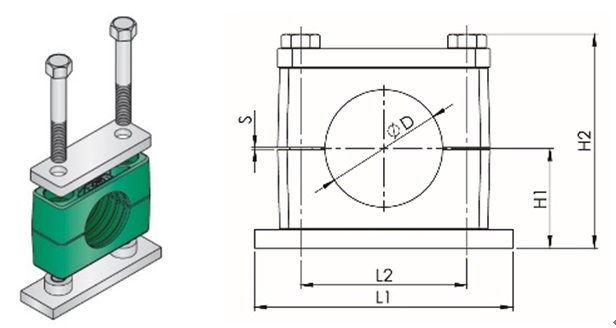 613946 CLAMP TUBE POLYPROPYLENE, W/WELD PLATE HEAVY 20MM