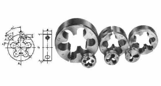 631859 DIE ROUND ADJ METRIC FINE, M28XP1XOD63MM CARBON STEEL