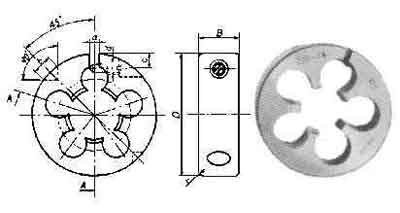 632044 DIE ROUND AMERICAN STRAIGHT, THREAD NPS1/2X14TPI C. STEEL
