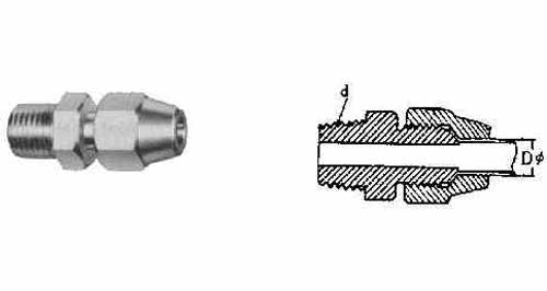 733648 HALF UNION FLARED BRASS, TAPER THREAD 1/4