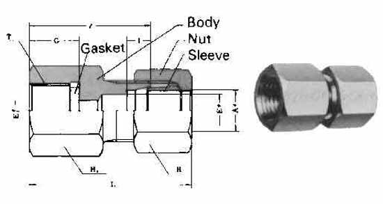 734043 COUPLING FEMALE FLARELESS, BRASS 12MMXPT3/8