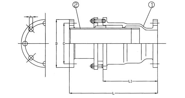 735100 EXPANSION JOINT SLEEV TYPE, DUCTILE IRON 16KG 350MM L612MM