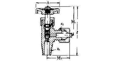 752121 NEEDLE VALVE ANGLE BRASS WITH, NUT(OUTLET)&MALE(INLET) 14X1/2