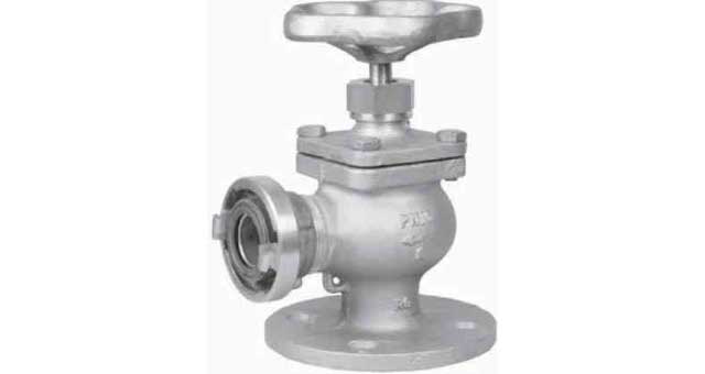 756055 FIRE/DECKWASH VALVE DIN BRONZE, FLANGE & STORZ ANGLE #912 40MM