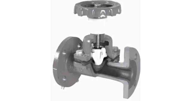 756542 DIAPHRAM VALVE DIN C/IRON PN10, FULLBORE RUBBERLINE 5652 200MM